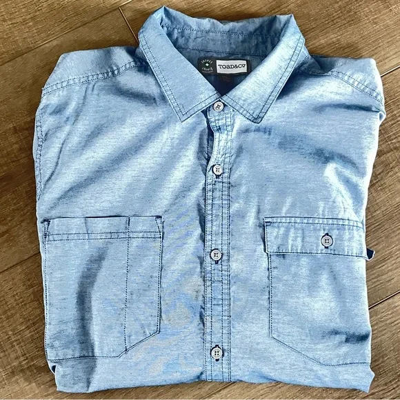 Toad & Co Shirt Men Size XL Blue Cotton Blend Guide Outdoors Fishing Hiking - Picture 4 of 10